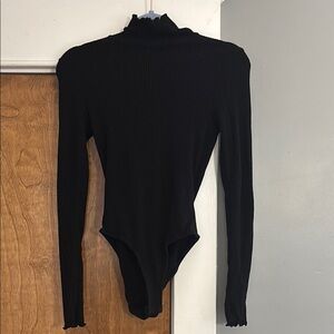 Free People Black Ribbed Knit Top